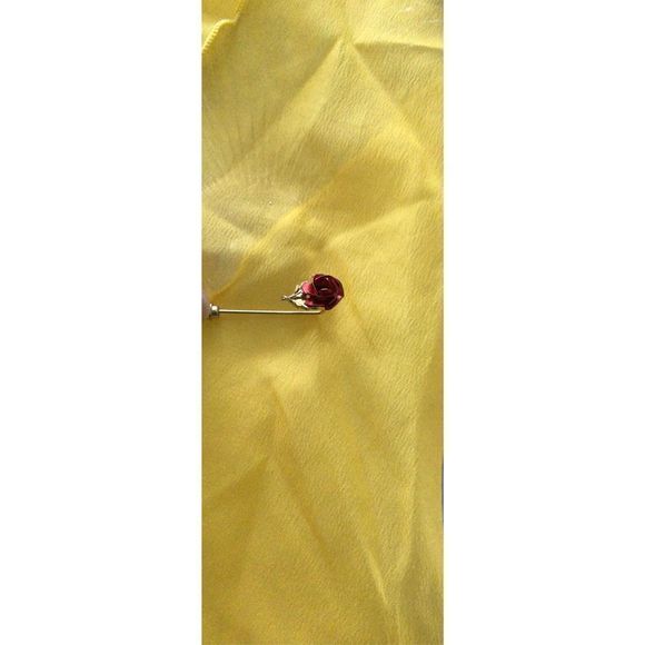 Vintage Lapel Pin Red Rose Stick Pin Lapel Pin - Picture 2 of 10